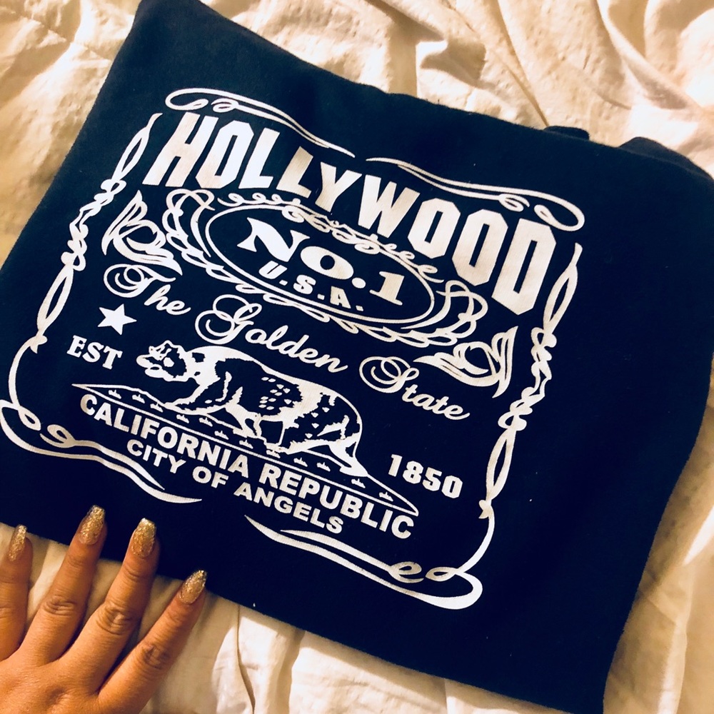 Medium navy blue hoodie sweater pullover Hollywood